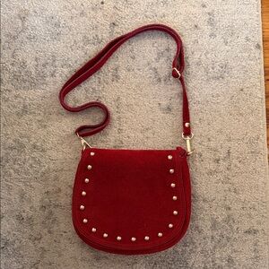 Persaman New York Wine Red Studded Shoulder Bag